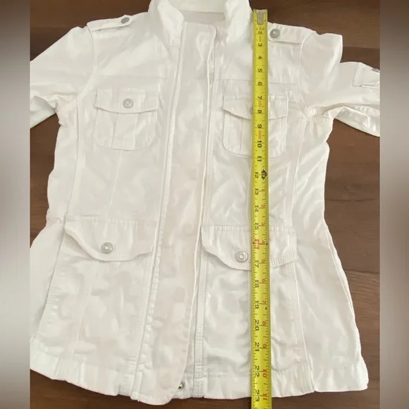 Kensie White Zip Up Utility Jacket Women’s Size Small - Picture 11 of 15